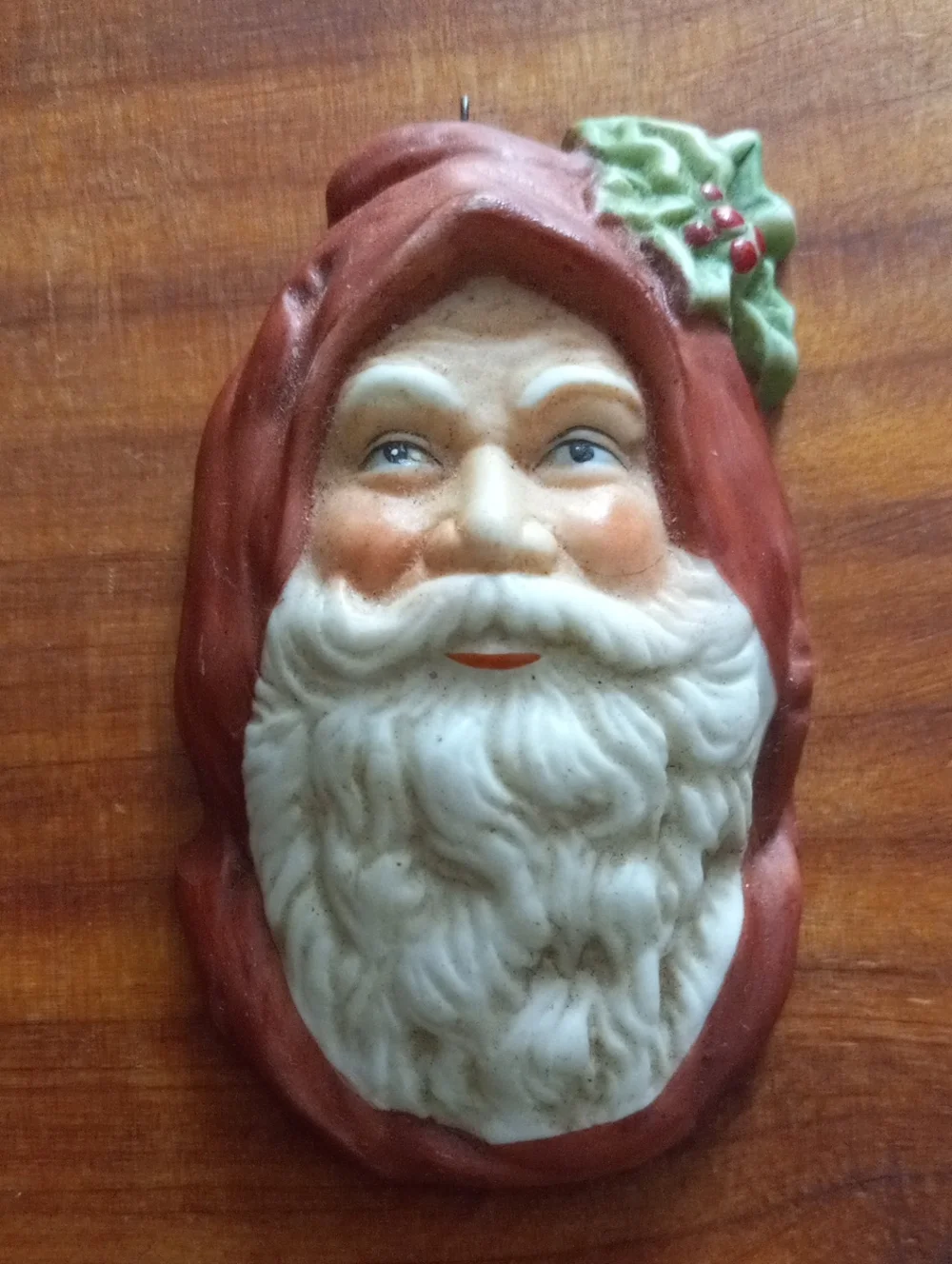 Vintage 1987 Enesco Santa Claus Face Ceramic Christmas Ornament